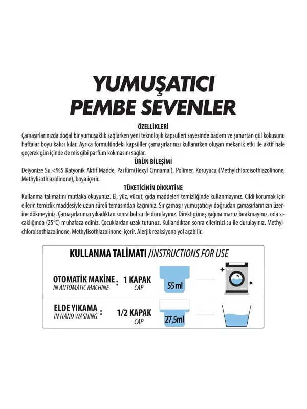 Çamaşır Yumuşatıcısı Pembe Sevenler 2000 ml