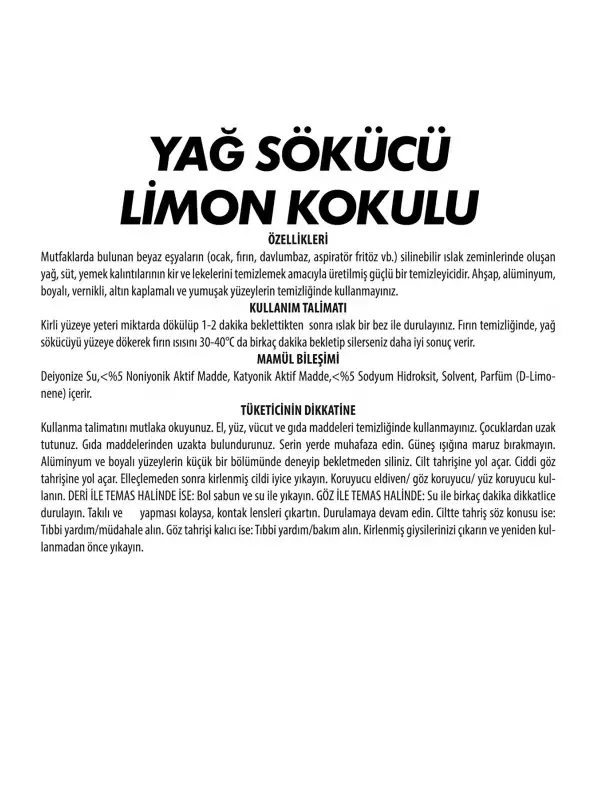 Limonlu Yağ Sökücü Mutfak 750 Ml