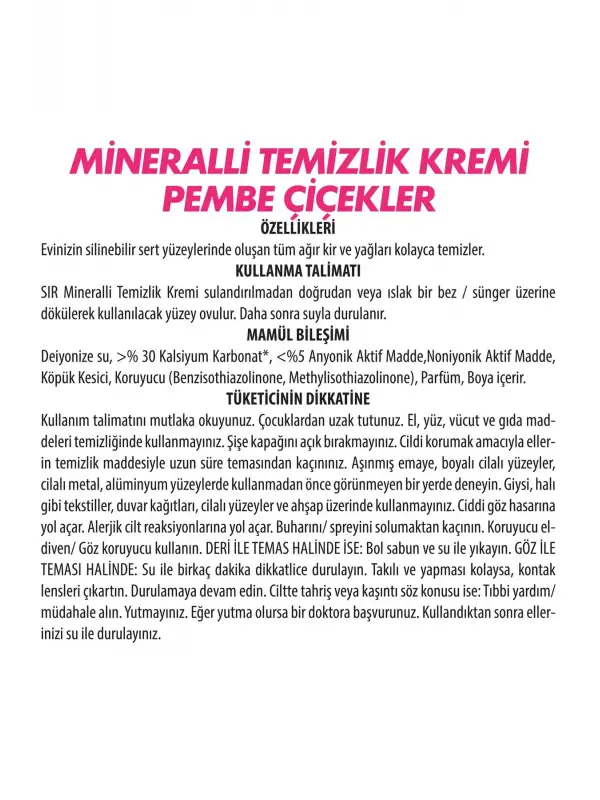 Mineralli Temizlik Kremi Pembe Çiçekler 1125 G