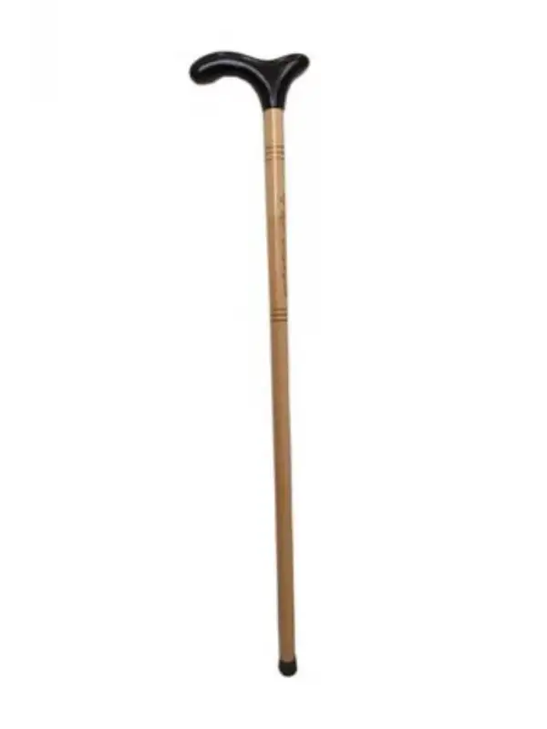 Siyah Ahşap Asa Desenli Saplı Baston 90cm