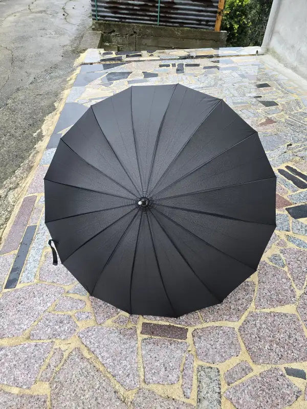 Siyah Fiber Baston Rüzgarda Kırılmayan Şemsiye 16 Telli Çap 130cm