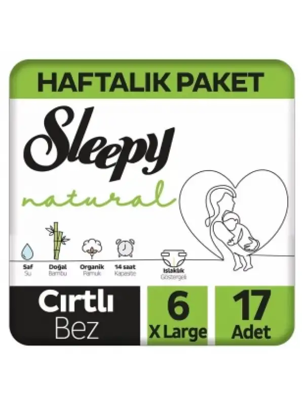 Sleepy Natural No:6 XLarge 17 Adet Bebek Bezi