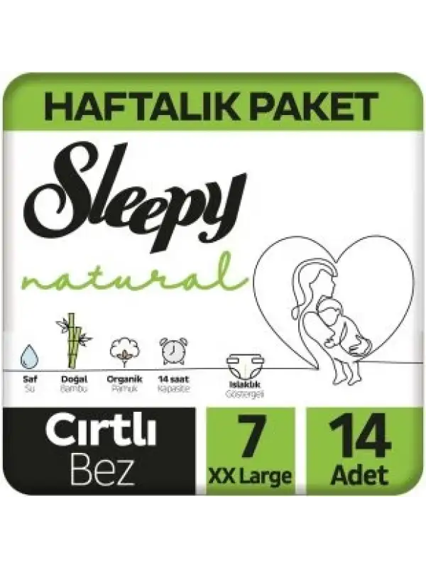 Sleepy Natural No:7 XXLarge Bebek Bezi 14 Adet