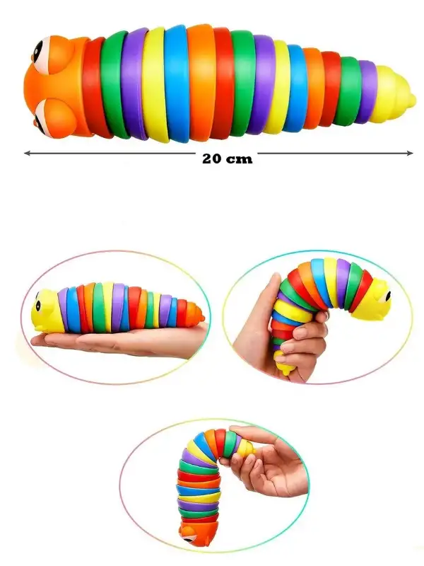 Söktak Eğlenceli, Stres ve Anksiyete giderici Montessori Tırtıl Oyuncağı Renkli