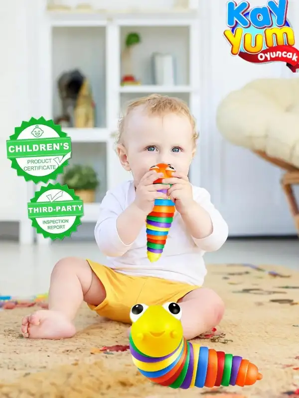 Söktak Eğlenceli, Stres ve Anksiyete giderici Montessori Tırtıl Oyuncağı Renkli