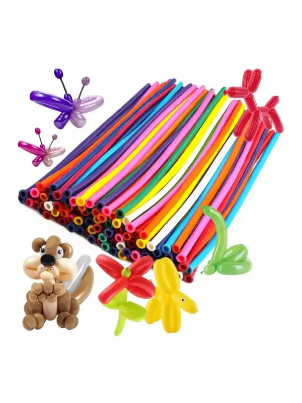 Sosis Balon - 100 Adet Renkli Sosis Balon Oyun Parti Balonu130 Cm + Pompa