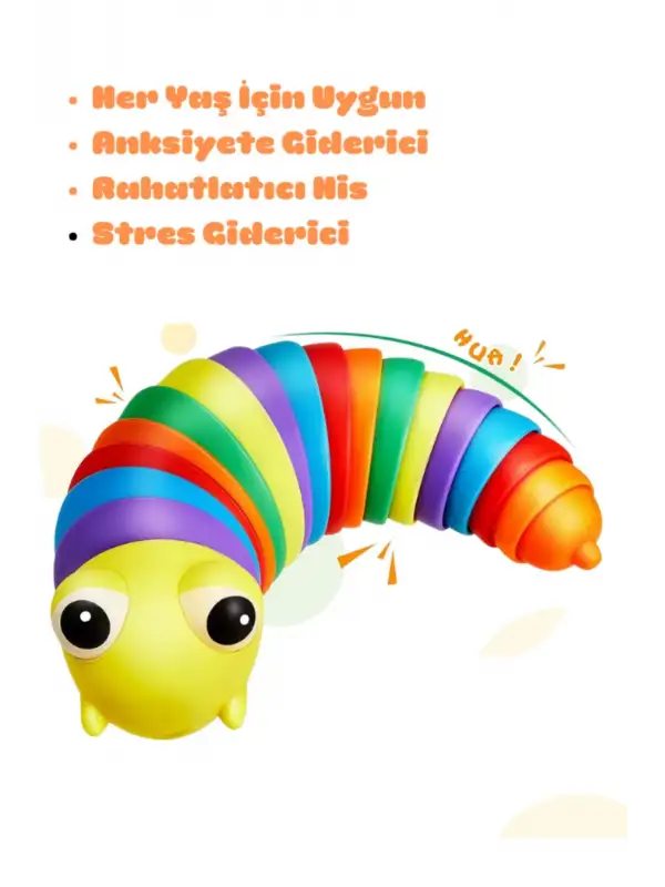 Stres Giderici Tırtıl - Sök Tak Eğlenceli, Stres ve Anksiyete giderici Tırtıl Oyuncağı Renkli