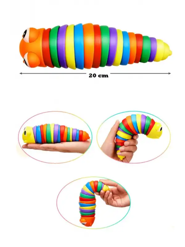 Stres Giderici Tırtıl - Sök Tak Eğlenceli, Stres ve Anksiyete giderici Tırtıl Oyuncağı Renkli