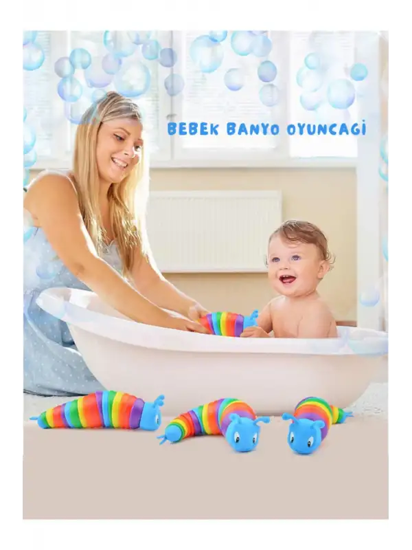 Stres Giderici Tırtıl - Sök Tak Eğlenceli, Stres ve Anksiyete giderici Tırtıl Oyuncağı Renkli