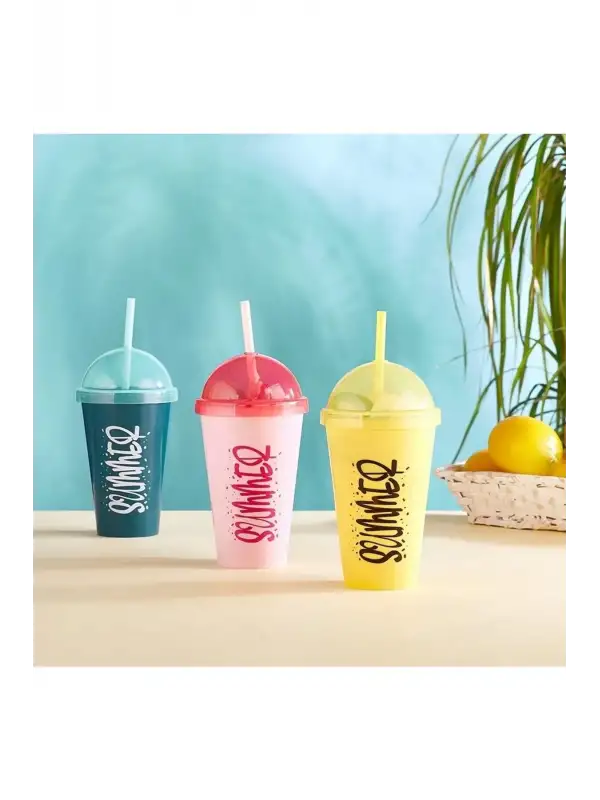 Summer Pipetli Bardak Matara (3 RENK)