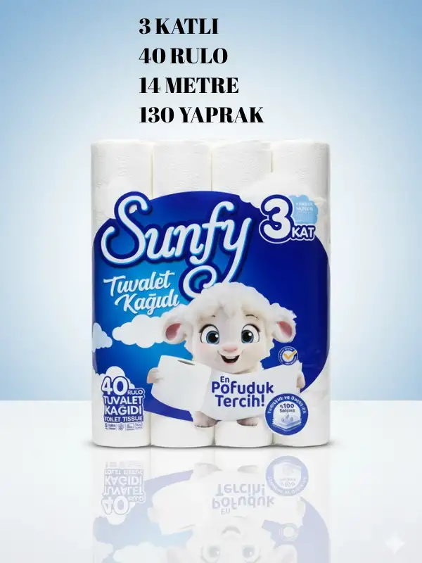 Sunfy 40lı Tuvalet Kağıdı - 3 Katlı %100 Saf Selüloz Yumuşaklığı