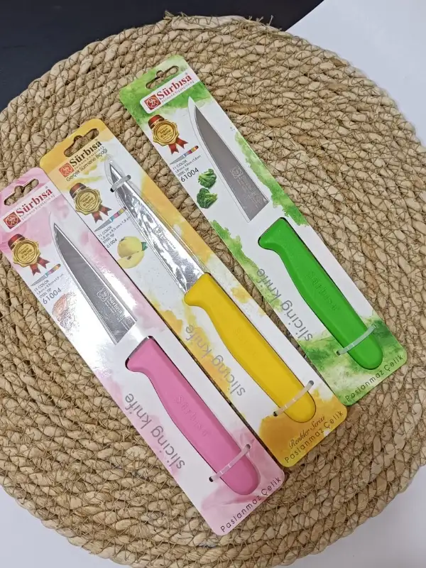 Sürbisa 3lü Set 61004 Sebze Bıçağı Pembe Sarı Yeşil