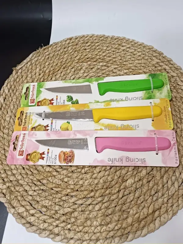 Sürbisa 3lü Set 61004 Sebze Bıçağı Pembe Sarı Yeşil