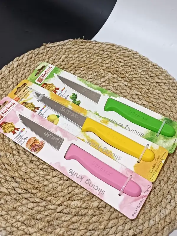 Sürbisa 3lü Set 61004 Sebze Bıçağı Pembe Sarı Yeşil