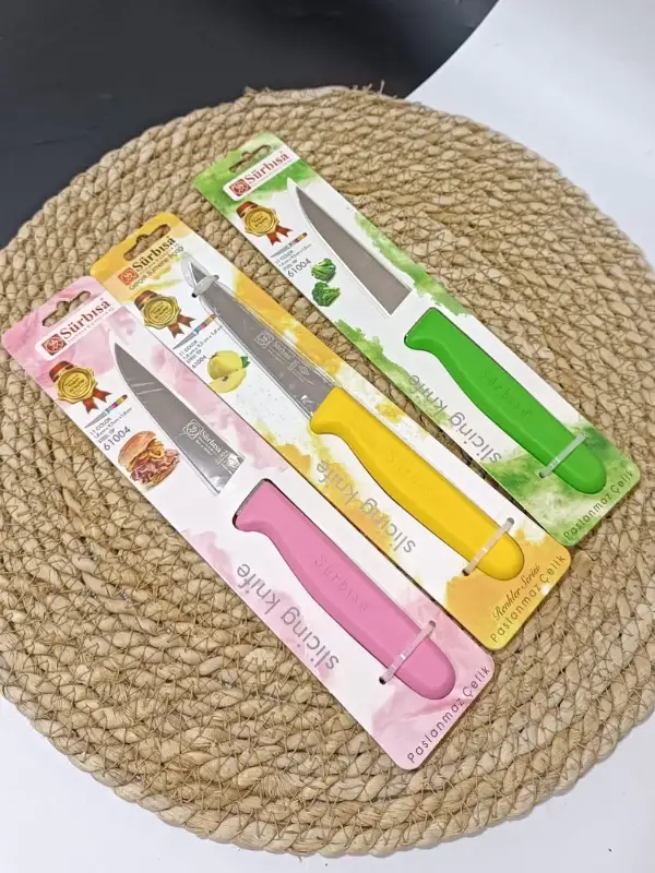 Sürbisa 3lü Set 61004 Sebze Bıçağı Pembe Sarı Yeşil