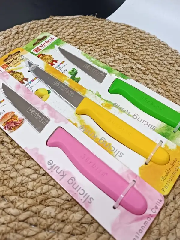 Sürbisa 3lü Set 61004 Sebze Bıçağı Pembe Sarı Yeşil
