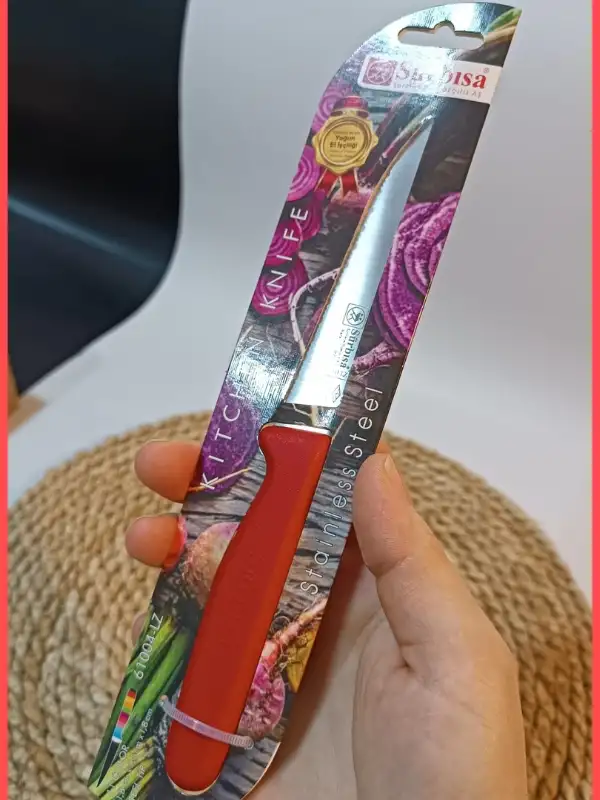 Sürbisa 61004 Sebze Bıçağı Kırmızı Lz1 Koli (12 adet Tırtıklı )