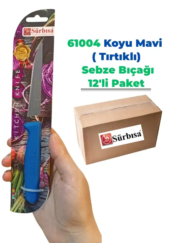 Sürbisa 61004 Sebze Bıçağı Koyu Mavi Lz 1 Koli (12 adet Tırtıklı )
