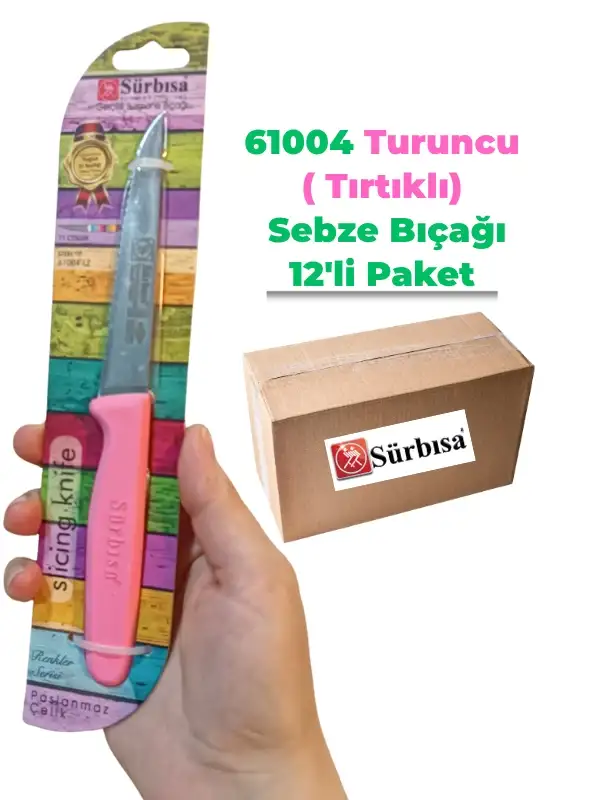 Sürbisa 61004 Sebze Bıçağı Pembe Lz1 Koli (12 adet Tırtıklı )