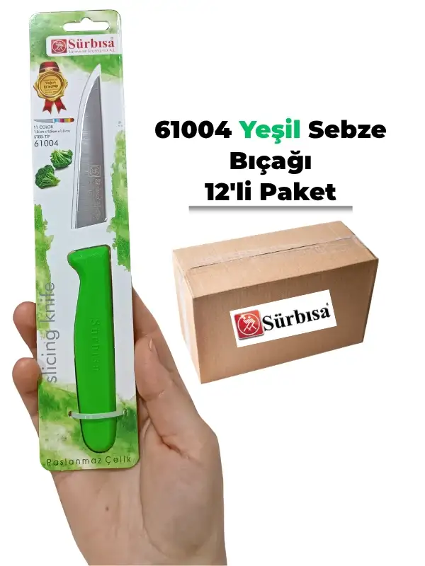 Sürbisa 61004 Sebze Bıçağı Yeşil 1 Koli (12 adet)
