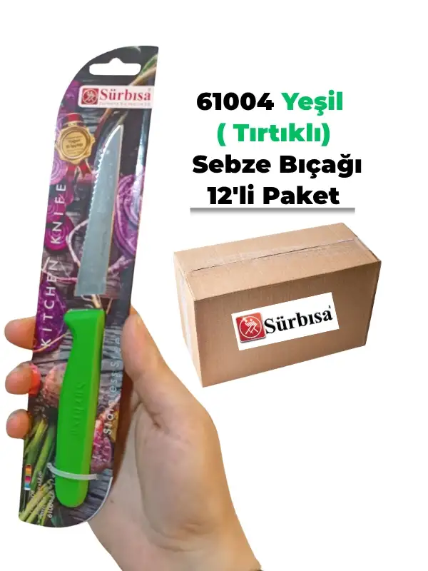 Sürbisa 61004 Sebze Bıçağı Yeşil Lz1 Koli (12 adet Tırtıklı )