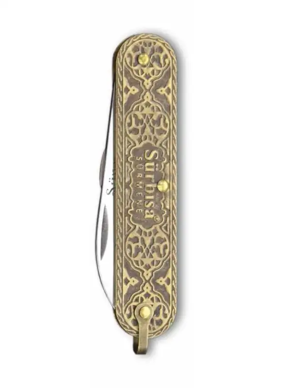 Sürbisa Pirinç İşlemeli Çakı Bıçağı (Çift Bıçaklı) 61804 5.5/3.5 cm