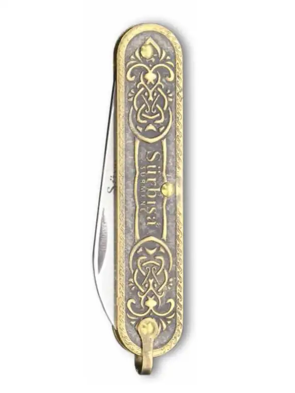 Sürbisa Pirinç İşlemeli Çakı Bıçağı (Tek Bıçaklı) 61803 5.5 cm