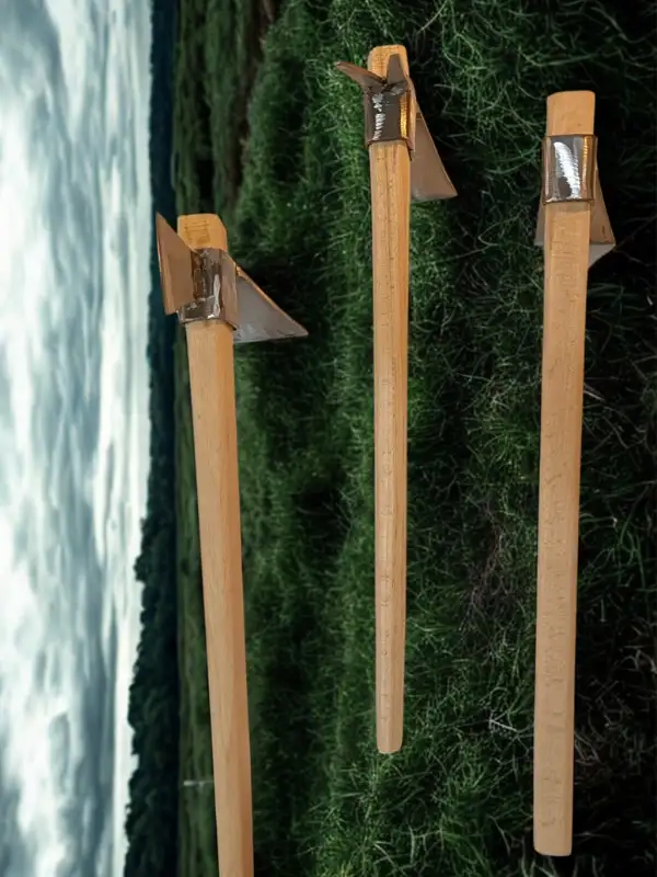 Sürmene Makas Çeliği 3lü Set Paltalı, Düz, Çatallı Kazma Seti Bahçe Tarla Hobi 45cm Profesyonel