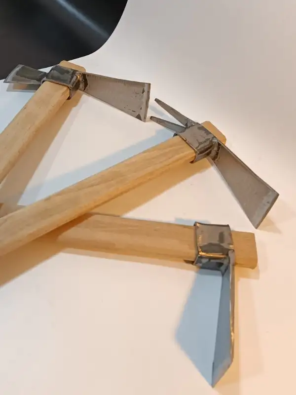 Sürmene Makas Çeliği 3lü Set Paltalı, Düz, Çatallı Kazma Seti Bahçe Tarla Hobi 45cm Profesyonel