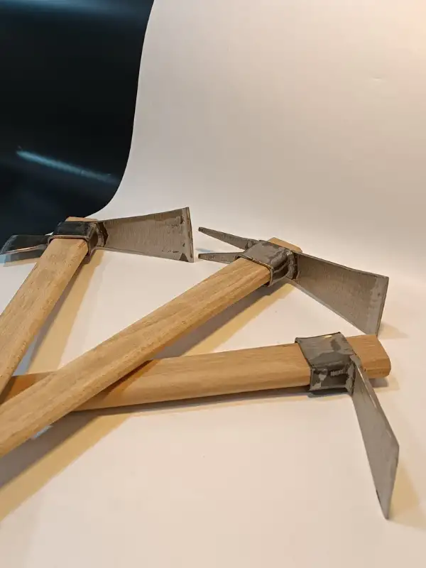 Sürmene Makas Çeliği 3lü Set Paltalı, Düz, Çatallı Kazma Seti Bahçe Tarla Hobi 45cm Profesyonel