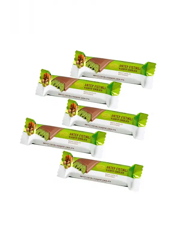 Sütlü Fıstıklı Kadayıf Dolgulu Dubai Çikolatası 30 Gr Bar X 5 Adet