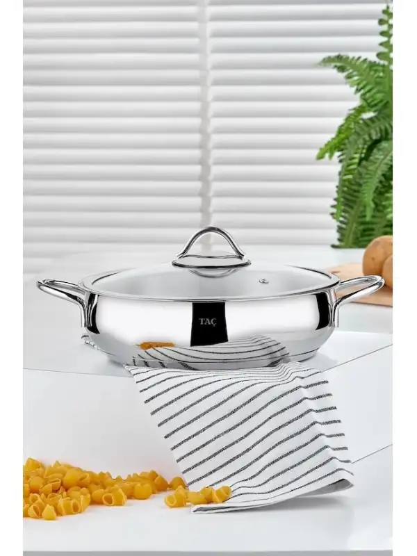 Taç Funda Basık Çelik Tencere 28 Cm