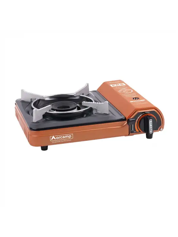 Tekli Portatif Kamp Ocak Ck-505 Kahverengi Gaz Stop Emniyetli + 10 Adet 227 Kartuş