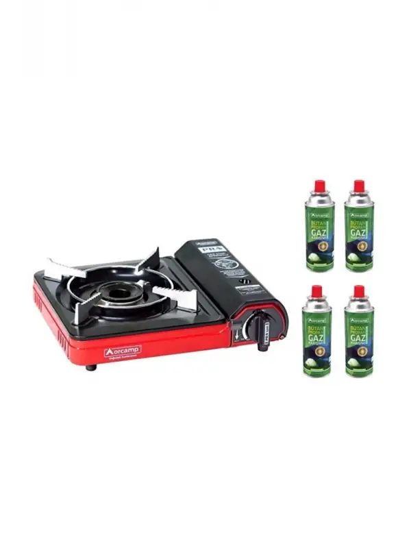 Tekli Portatif Kamp Ocak Gaz Stop Emniyetli 4 Adet 227 Kartuş Garantili