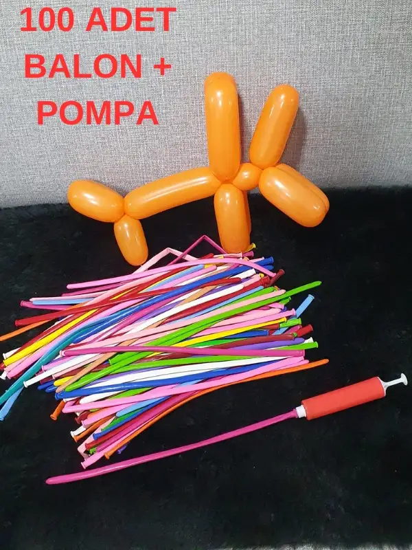 Sosis Balon - 100 Adet Renkli Sosis Balon Oyun Parti Balonu 130 Cm