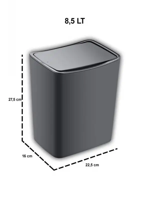 Touch Çöp Kovası 8,5 Litre Bas Aç Kapak TRN-183 Gri