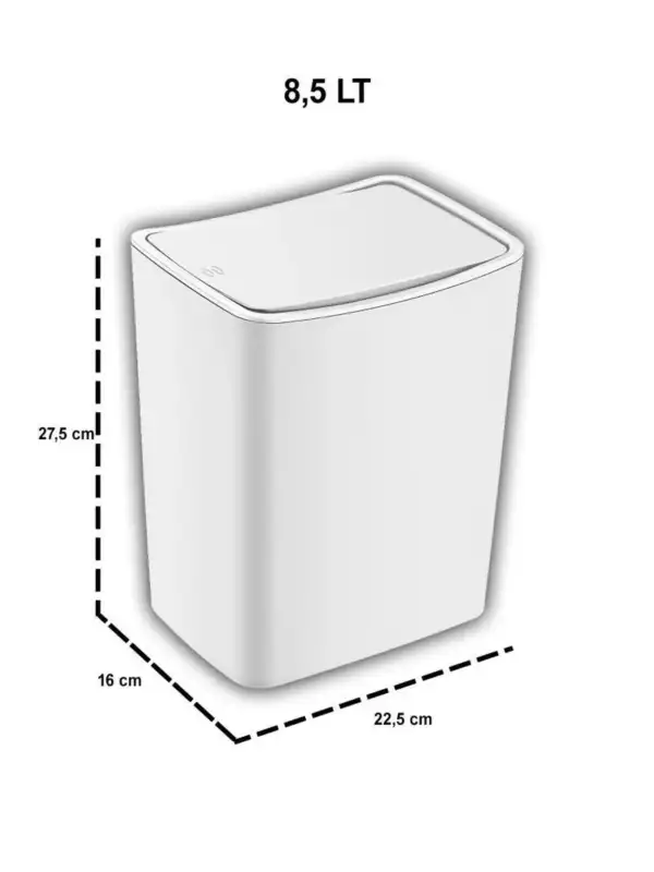 Touch Çöp Kovası 8,5 Litre Bas Aç Kapak TRN-183 Gri