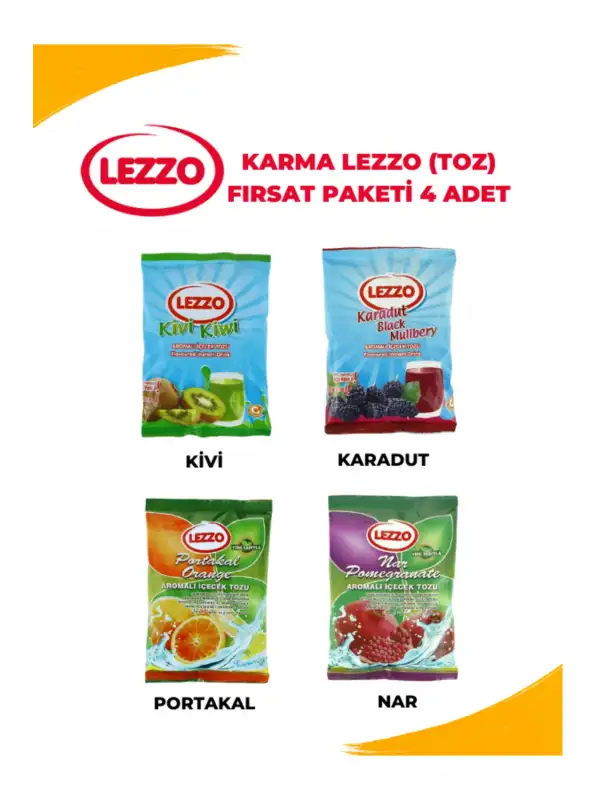 Toz Içecek Seti Oralet Çay Sıcak Soğuk Karışık Paket 4 x300 Gr Lezzo