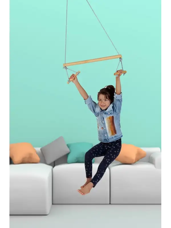 Trapez Ahşap Duyusal Salıncak Çocuk Aktivite Jimnastik Yoga Gelişim Salıncağı Sağlam Güçlü