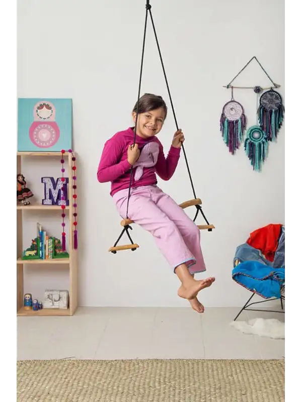 Trapez Ahşap Duyusal Salıncak Çocuk Aktivite Jimnastik Yoga Gelişim Salıncağı Sağlam Güçlü