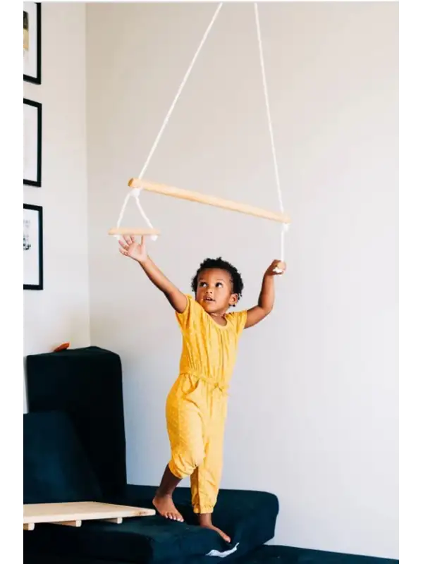 Trapez Ahşap Duyusal Salıncak Çocuk Aktivite Jimnastik Yoga Gelişim Salıncağı Sağlam Güçlü