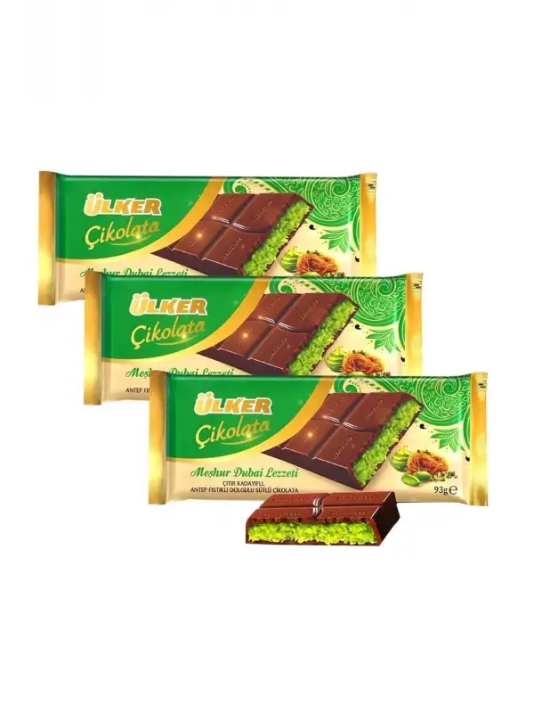 Ülker Meşhur Dubai Lezzeti Dubai Çikolatası 93 gr x 3 Adet