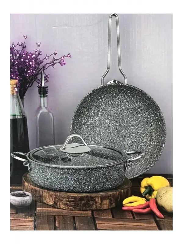 Taç Ultra Classic 3 Parça Granit Tencere & Tava Seti Gri