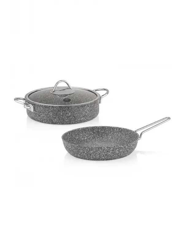 Taç Ultra Classic 3 Parça Granit Tencere & Tava Seti Gri