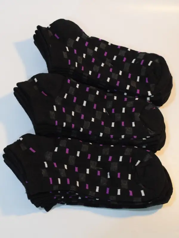 Unisex 12li Pamuklu Patik Çorap Siyah