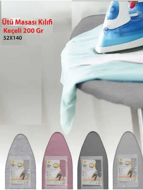 Ütü Masası Örtüsü Renkli Keçeli 52 cm * 140 cm Lastikli 1 paket