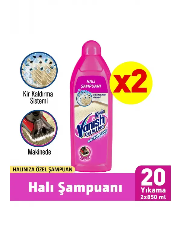 Kosla Zorlu Lekelere Özel Leke Çıkarıcı Şampuan Makinede Yıkama Halı 850 ml X2