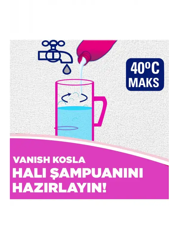 Kosla Zorlu Lekelere Özel Leke Çıkarıcı Şampuan Makinede Yıkama Halı 850 ml X2