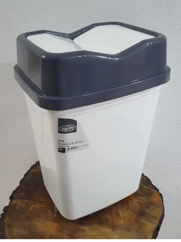 Violet Kelebek Çöp Kovası 10 Litre Beyaz