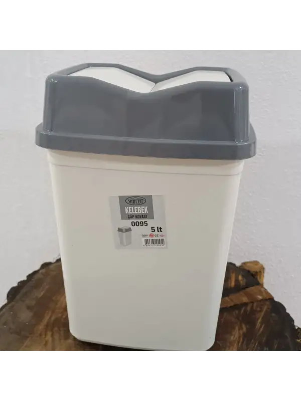 Violet Kelebek Çöp Kovası 5 Lt Beyaz